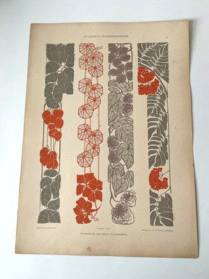 Art Nouveau Ornamental Design Sample Page, Erich Kleinhempel, Circa 1900