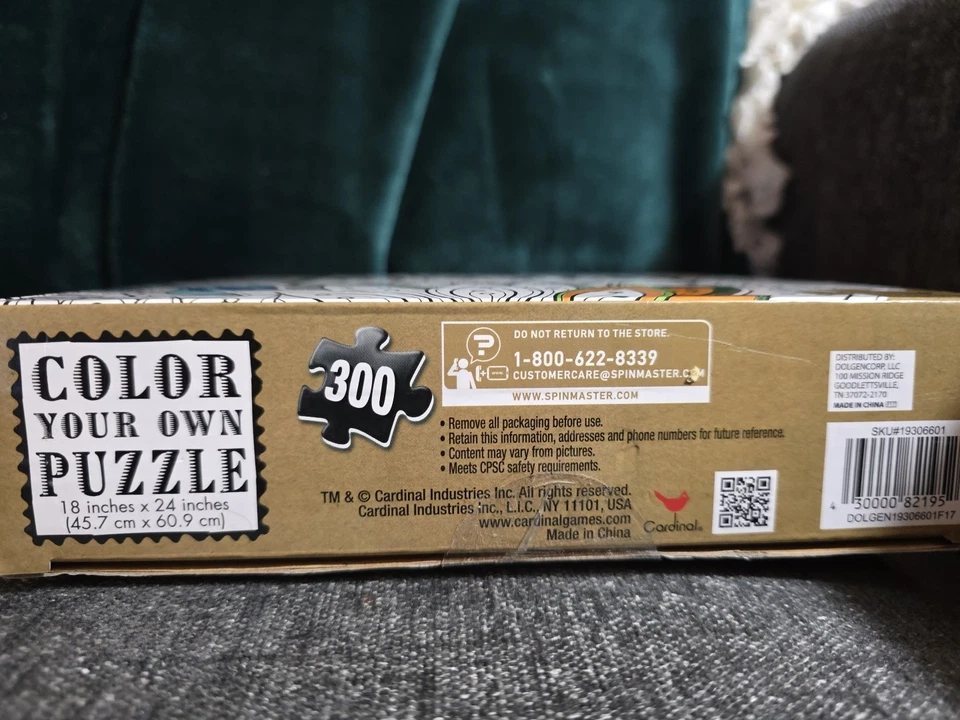 Rompecabezas Colorea Tu Propio 18" x 24" 300 Piezas Nuevo En Caja Hojas Florales Foto 3 de 3