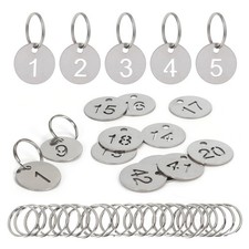 NumRealm Number Labels with Rings, Stainless Steel Numbered Key Tags, Metal N...
