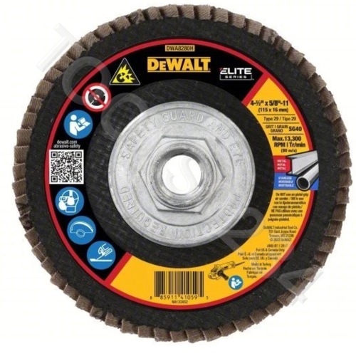 Dewalt DWA8281H 4-1/2" X 5/8-11 60G T29 Ceramic Flap Disc LOT OF 10 Metal SS - Picture 1 of 6