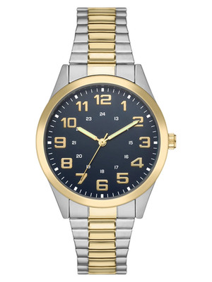 Men'S Watch: 2-Tone Silver/Gold Case, Blue Easy Read Dial, 2-Tone Silver/Gold Ex