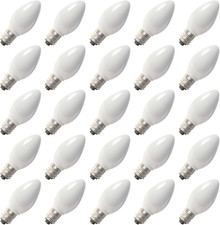 C7 LED Christmas Light Bulbs, 25 Pack White Replacement Bulbs, Shatterproof Whit