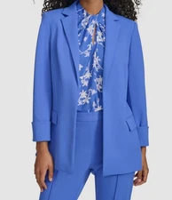 Calvin Klein Women's Blue Open-Front Long-Sleeve Blazer Jacket Size 10