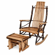 Amish Made Traditional Patio Furniture Set, Solid Hickory, Made in USA