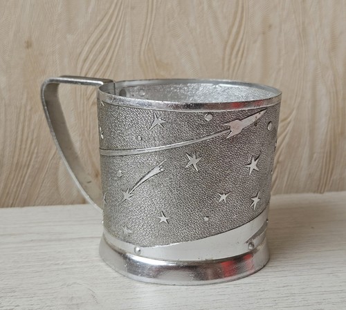 Vintage Kosmos Space Soviet Union Russian Tea Glass Cup Holder Podstakannik USSR