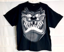 Vintage Rare Looney Tunes Black Tazmanian Devil SS Cotton T Shirt XL EC 