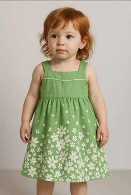 Carter's Easter Dress 3t Toddler Girl Dress Green Floral Sun Dress Spring Summer