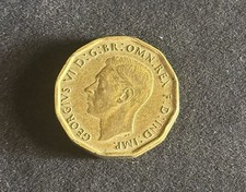 1943 Threepence Brass Coin Circulated