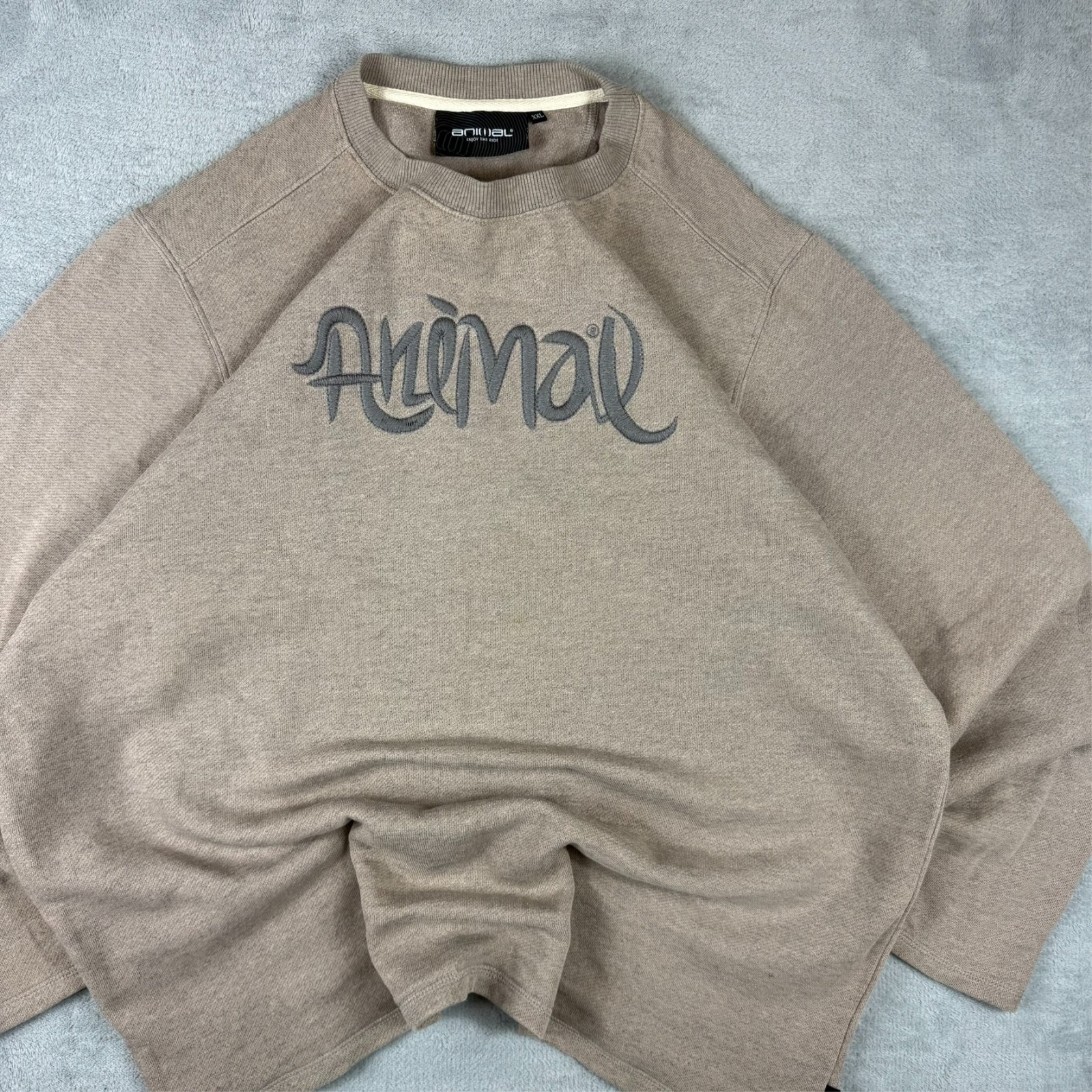 Vintage Animal 2000's Y2K Beige Spellout Knit Size XXL Pullover Sweatshirt image 3