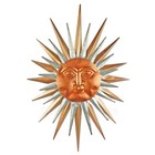 Large Garden Metal Sun Face Wall Decor Metallic Silver and Copper Rays 32" x 22"