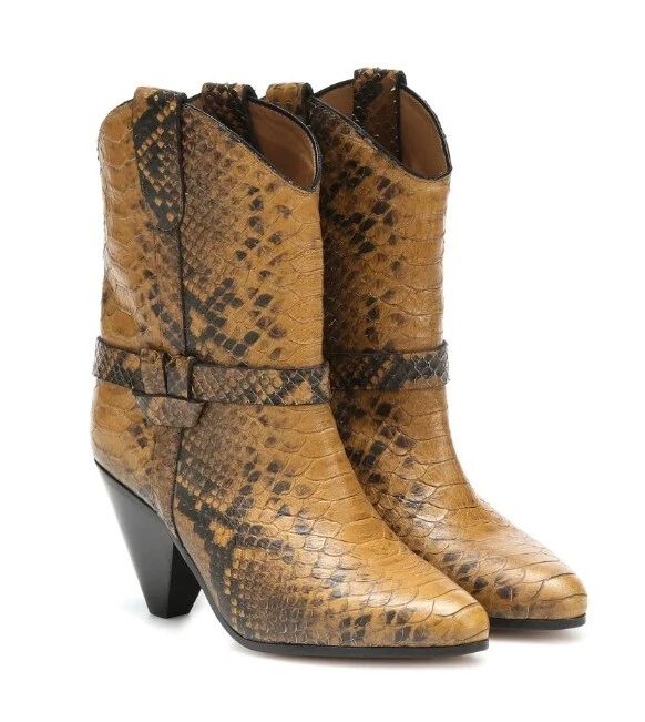 $1170 NUEVO CON ETIQUETAS Isabel Marant Deane Serpiente Cuero Serpiente Repujado Botas de Vaquero del Oeste Foto 2 de 4