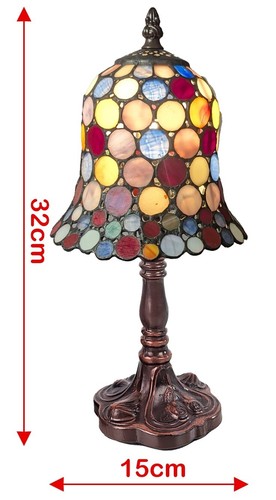 32CM HIGH X 15CM DIA TIFFANY STYLE TABLE LAMP SPOT GLASS SHADE + LIGHT BULB - Picture 3 of 5