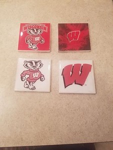 University of Wisconsin Badgers Logo 4 x 4 Absorbent Ceramic Coasters Pack of 4 University of Wisconsin Badgers Logo 4 x 4 Absorbent Ceramic Coasters Pack of 4