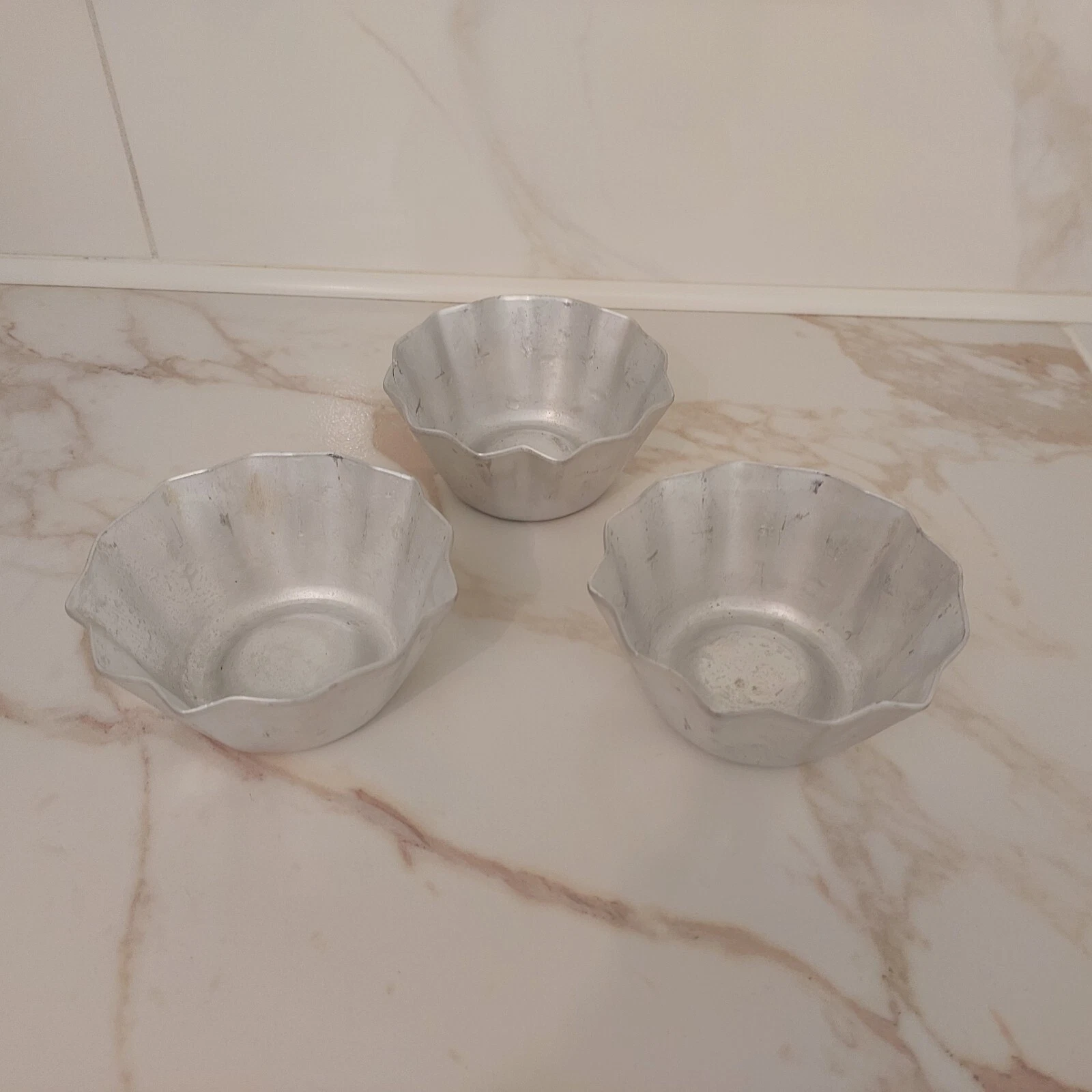 Cupcake Mold Set 3 Big Vintage Soviet Aluminium Muffin Cookie Pan Custard Desser