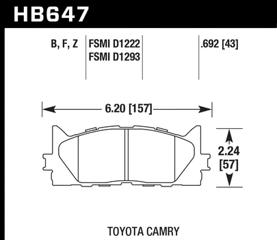 Hawk HB647B.692 Street 5.0 HPS 5.0 Compound Brake Pads for 07-17 Toyota Camry - Image 4 of 4