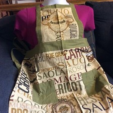 apron OLIVE GREEN FOOD-THEME PRINT COTTON-2 POCKETS-NEW-USA SELLER-FREE SHIPPING