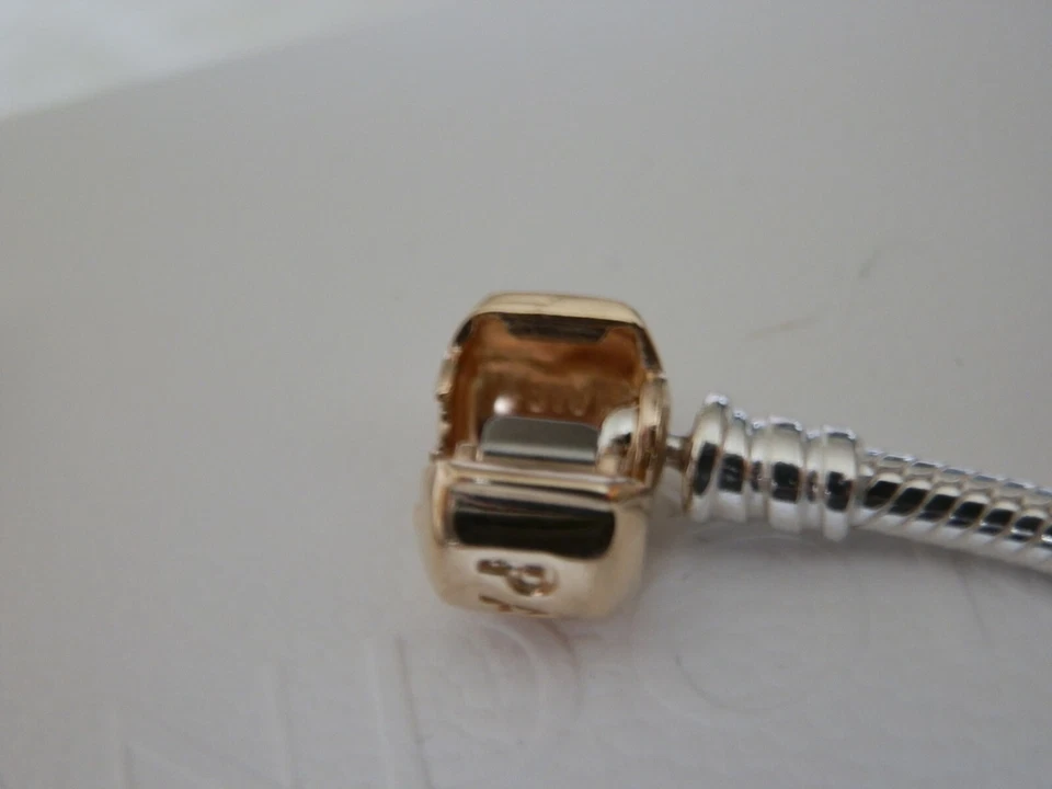 BN GENUINE PANDORA 14K GOLD CLASP & SS MOMENTS BRACELET 21CMS-590702HG-21 - Image 4 of 4