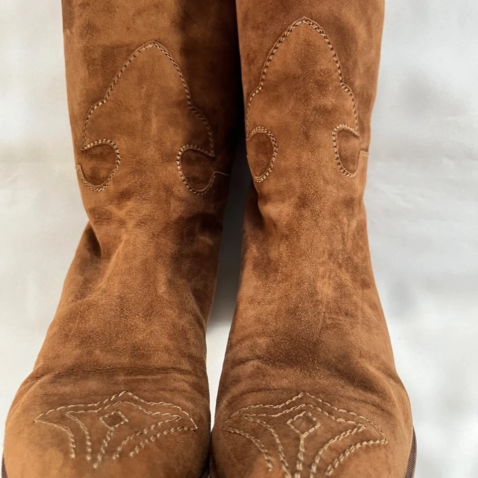 MAUD FRIZON CLUB Brown Leather Suede Knee High Boots Vintage 80s Made Italy 36.5 - Image 2 of 4