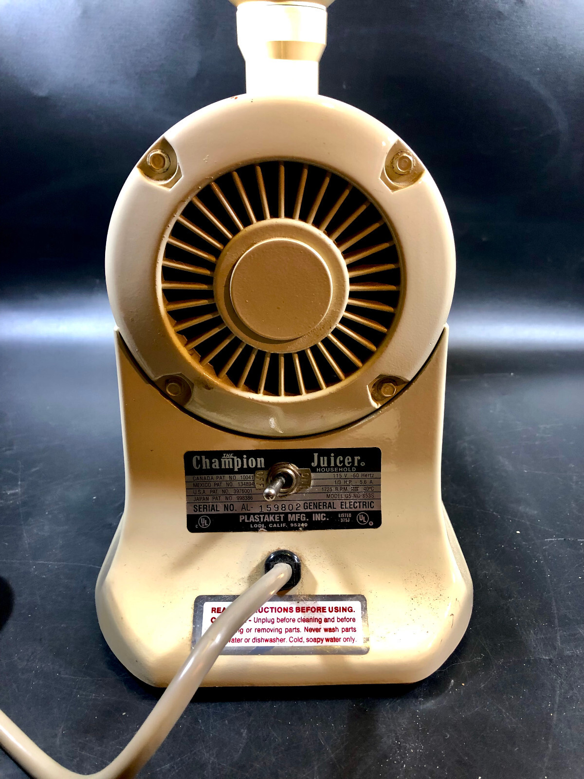 Vintage Champion Juicer Model G5NG853S w/Attachments Tested USA eBay