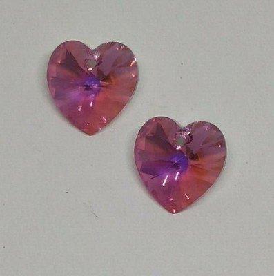 2pc 1pc Swarovski Crystal Clear AB Heart 6228 Pendant; 10mm or 14mm