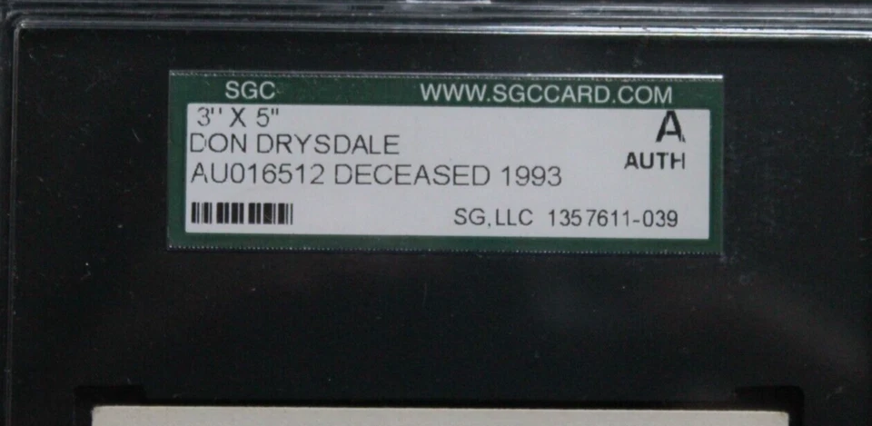 Don Drysdale (d.1993) LA Dodgers HOF Signed 3X5 Index Card SGC Autograph Auto - Image 3 of 4