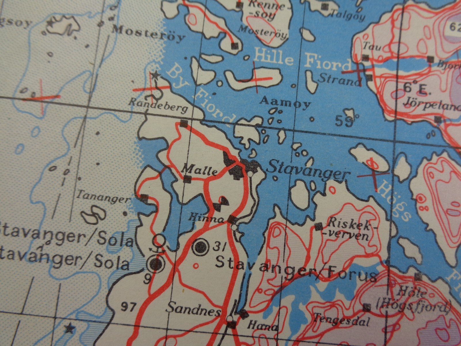 WW2 RAF map "STAVANGER" + TELEMARK HEAVY WATER SITE (WING COMMANDER