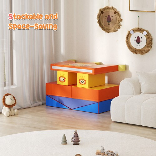 8in1 Climb and Crawl Activity Playset Soft Foam Blocks Colorful Lion Sofa Throne - Picture 8 of 13
