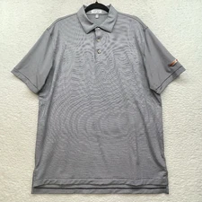Peter Millar Shirt Mens Large Blue Striped Polo Summer Comfort Auto Zone Golf