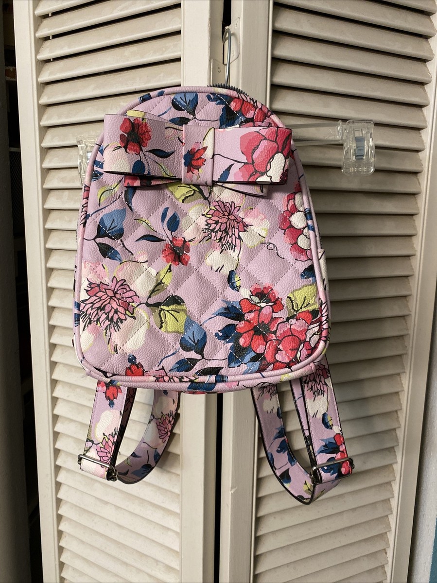 Betsey Johnson Pink Floral Bow Quilted Backpack Purse | eBay display picture 1
