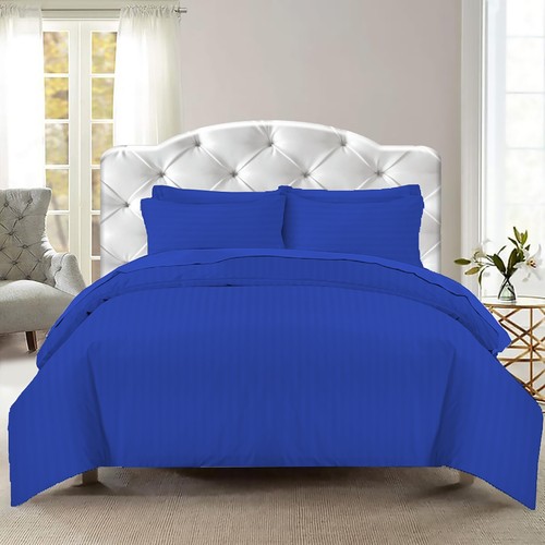 EGYPTIAN COTTON DUVET QUILT COVER SET SATIN STRIPE BEDDING SET DOUBLE SUPER KING - Picture 41 of 264