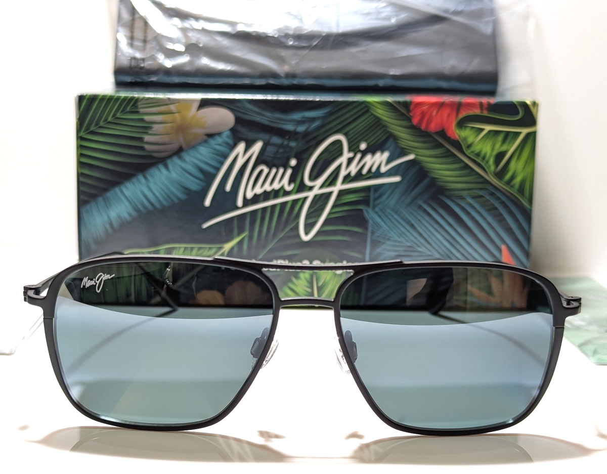 NEW Maui Jim Beaches Black Asian Fit Aviator Polarized Gray