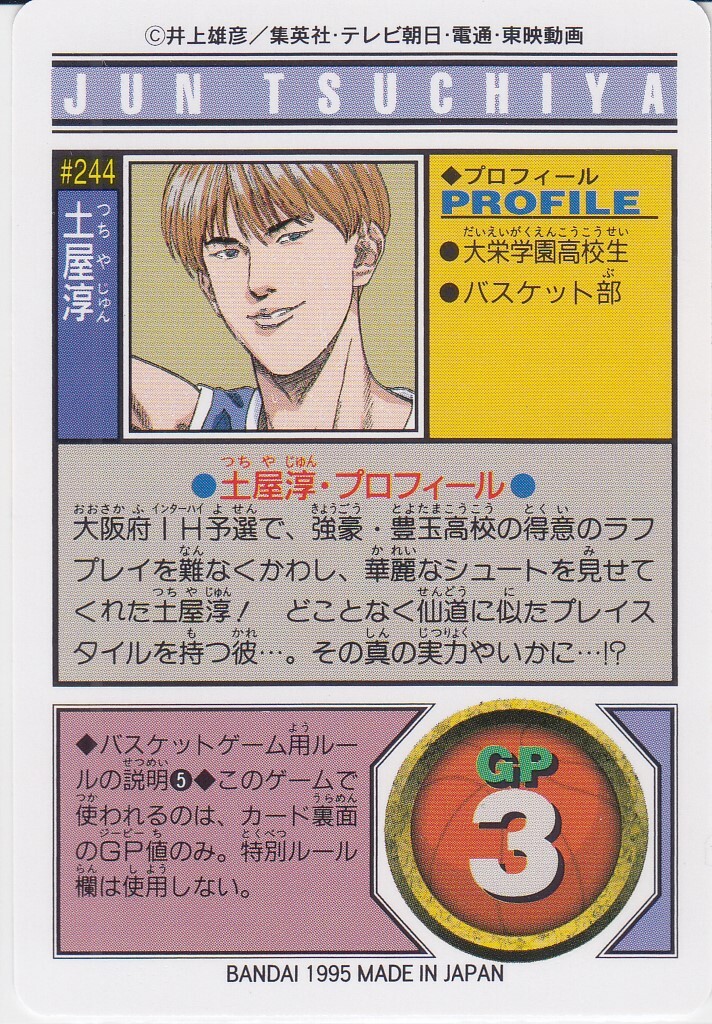 No.244 Tsuchiya Carddass Slam Dunk Part 6 Bandai 1995 | eBay