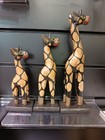 Giraffes Fair Trade Hand Carved Wooden Set Of 3 Lovely Sculptures Ornaments D2