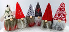 Wee Gnome Ornaments Pindot Snowflake Red Gray White Wood Noses Beards Set of 6