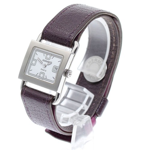 HERMES Balenia S Watch Square Quartz Silver Dial Belt Ladies Vintage Working - Picture 14 of 24