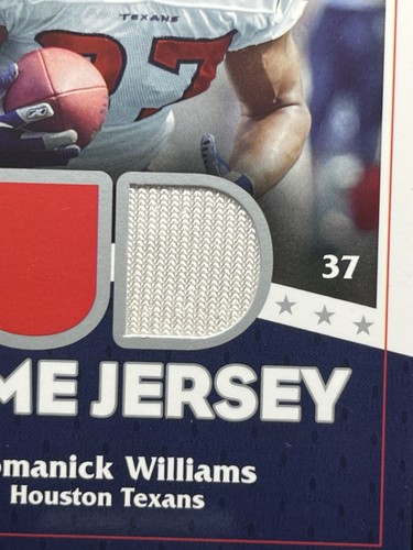 DOMANICK WILLIAMS 2007 Upper Deck parche usado en el juego #udgj-dw Houston Texans novato - Imagen 3 de 3
