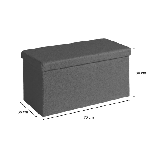 Otomano Plegable Gris Boucle Oso de Peluche Tela Cofre Almacenamiento Sólido Rectángulo Caja - Imagen 7 de 7