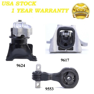 3 PCS FRONT MOTOR & TRANS MOUNT FIT 2006-2011 Honda Civic 1.3L - Auto Trans