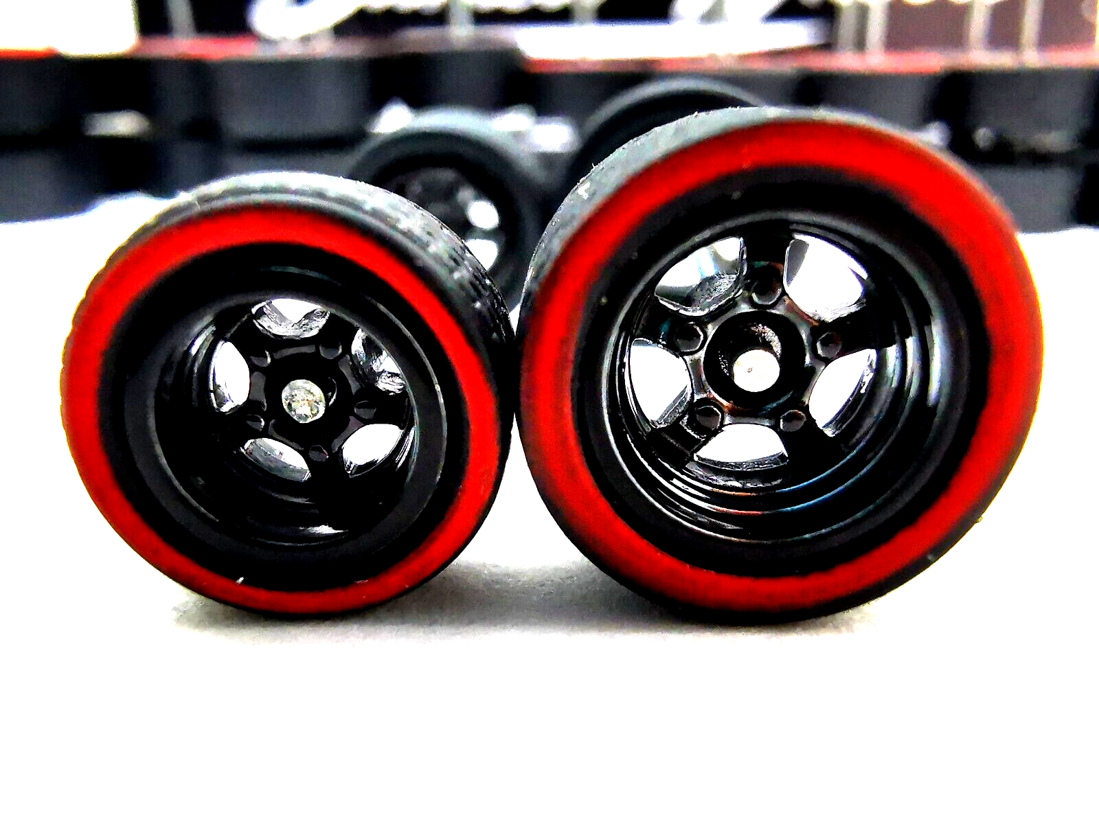 10 set 10-12mm Black Red Line Samed Wheels 5 bolt 1:64 rubber wheels ...
