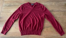 Express 100 Merino Wool V Neck Long Sleeve Sweater Womens Large Red Modern Fit