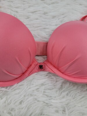 Victoria's Secret Fabulous Plunge Push Up Bra Pink Salmon Size 32C