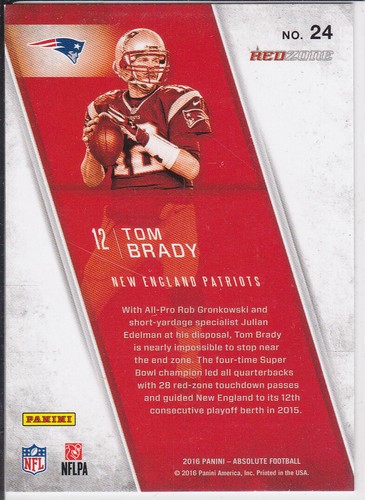 TOM BRADY Absolute Football RED ZONE INSERT CARD New England Patriots Football - Bild 2 von 2