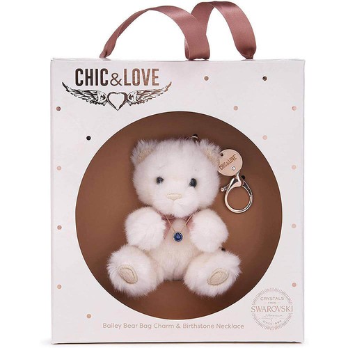 Unique Chic & Love Bailey Plush Bear Bag Charm with Swarovski Crystal Necklace - Imagen 15 de 15