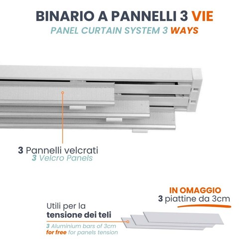 BASTONE SCORRITENDA BINARIO PER TENDA A PANNELLI IN ALLUMINIO BIANCO SU MISURA - Photo 2/21