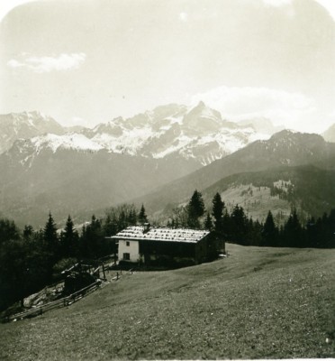 Deutschland Bayerisches Hochland Eckbauer Zugspitze altes Stereoview Foto NPG 1900