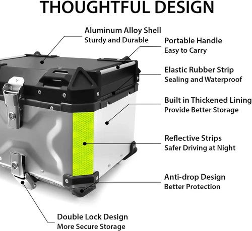 Estuche de herramientas para equipaje de aleación de aluminio 45L trasero para motocicleta - Imagen 8 de 10