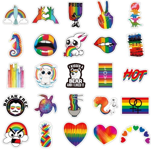 100 pcs LGBTQ Pride Stickers, Gay Lesbian Equal LOVE Flag Rainbow Waterproof 189 - Picture 5 of 9