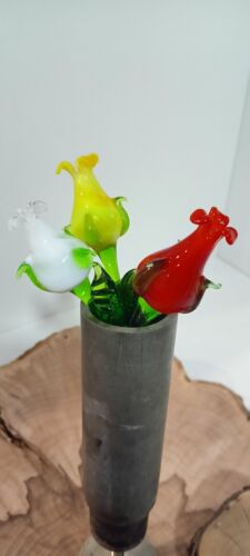 Figurines, flowers, roses, handmade from Murano glass in different colors, 3 pcs - Picture 2 of 7