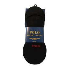 NWT Polo Ralph Lauren Socks Mens Black 3 Pk Pairs Dress Liners Non Slip Heal