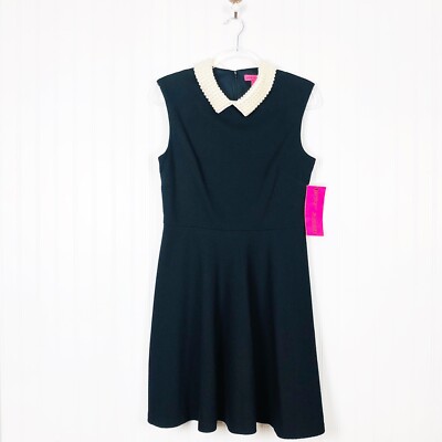 Betsey Johnson Pearl Collared Little Black Dress Women's Size Medium
